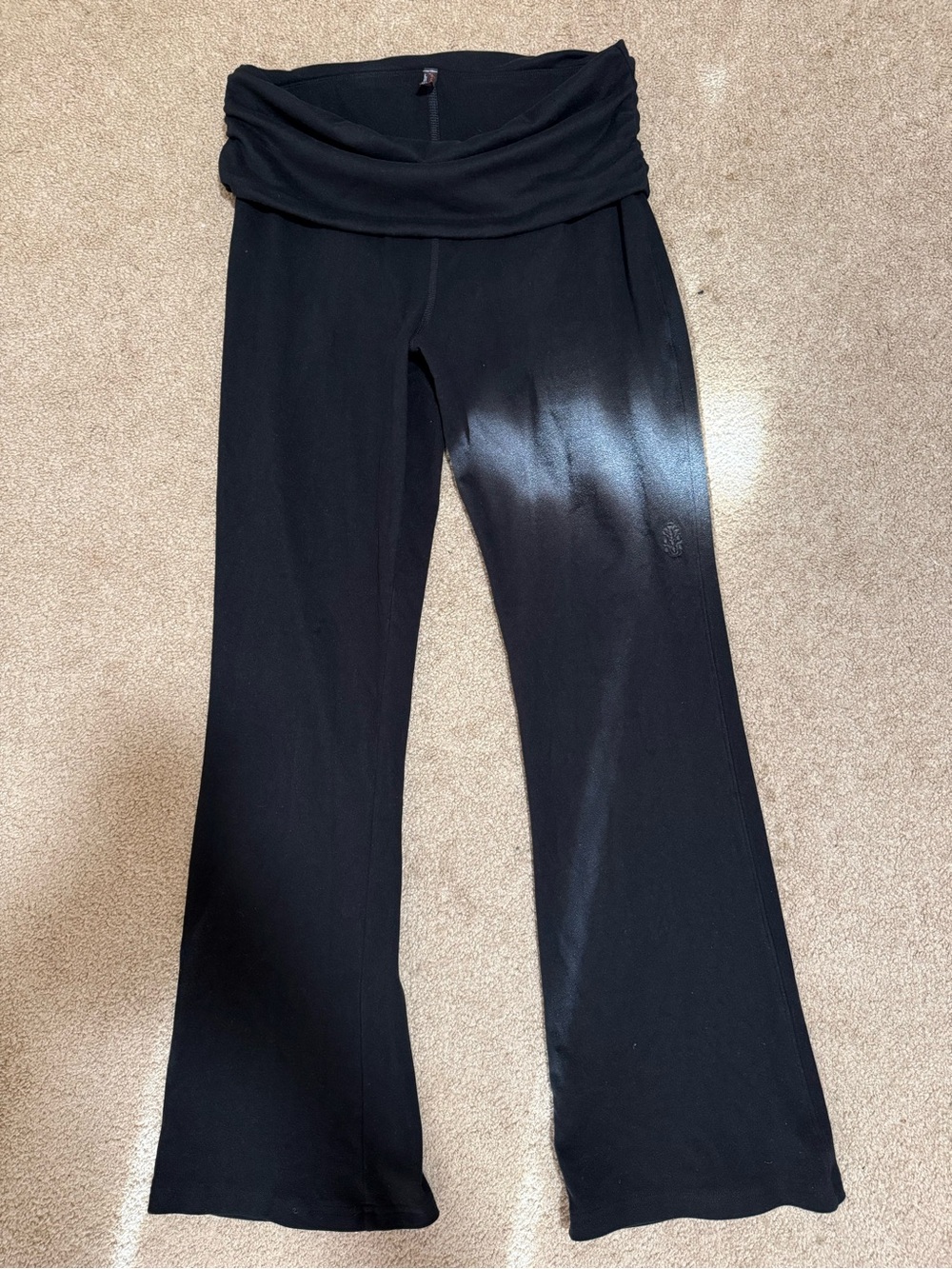 FP Movement by Free People Black Fold-Over Waist Flare Leggings